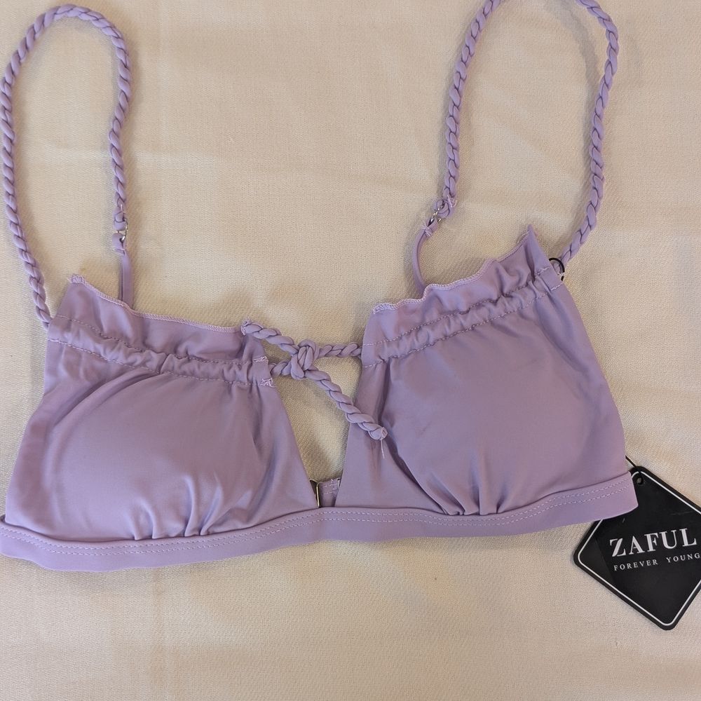 Zaful Lilac Bra-Style Bikini Top with‎ Braided Straps